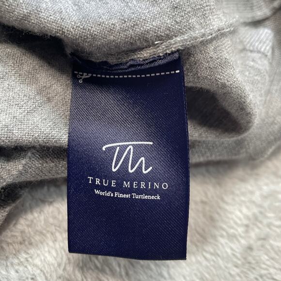 True Merino Sweater Mens Extra Large Grey Turtleneck Classic Luxury Soft Fitted - Picture 4 of 8